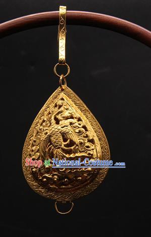 Handmade Chinese Traditional Ming Dynasty Necklace Accessories Ancient Imperial Consort Jewelry Golden Necklet Pendant