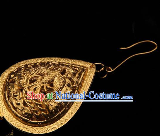 Handmade Chinese Traditional Ming Dynasty Necklace Accessories Ancient Imperial Consort Jewelry Golden Necklet Pendant