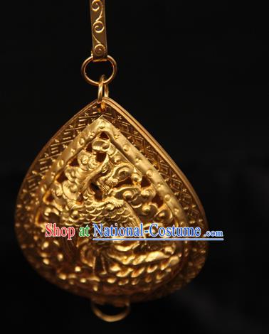 Handmade Chinese Traditional Ming Dynasty Necklace Accessories Ancient Imperial Consort Jewelry Golden Necklet Pendant