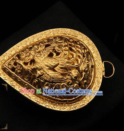 Handmade Chinese Traditional Ming Dynasty Necklace Accessories Ancient Imperial Consort Jewelry Golden Necklet Pendant