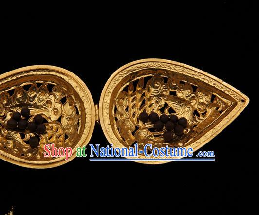 Handmade Chinese Traditional Ming Dynasty Necklace Accessories Ancient Imperial Consort Jewelry Golden Necklet Pendant