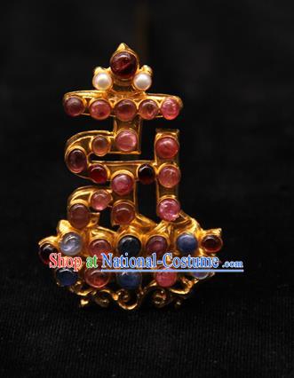 China Handmade Hair Accessories Traditional Ming Dynasty Hair Crown Ancient Imperial Consort Gems Hairpin