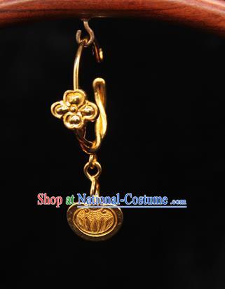 Handmade Chinese Traditional Golden Earrings Jewelry Ancient Ming Dynasty Imperial Consort Ear Accessories