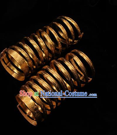 Handmade Chinese Traditional Golden Armlet Jewelry Bracelet Ancient Ming Dynasty Imperial Consort Accessories