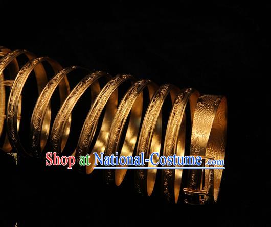 Handmade Chinese Traditional Golden Armlet Jewelry Bracelet Ancient Ming Dynasty Imperial Consort Accessories