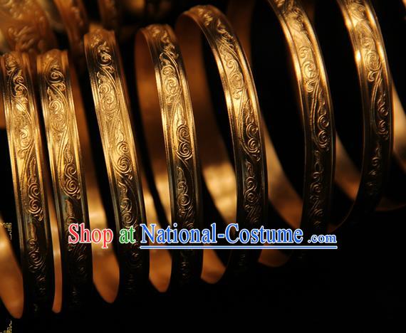 Handmade Chinese Traditional Golden Armlet Jewelry Bracelet Ancient Ming Dynasty Imperial Consort Accessories