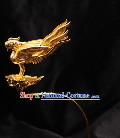 China Ancient Empress Golden Bird Hair Stick Handmade Hairpin Traditional Song Dynasty Hair Accessories