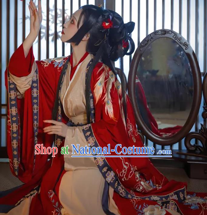 China Jin Dynasty Historical Clothing Traditional Wedding Embroidered Hanfu Dress Ancient Imperial Consort Costumes Full Set