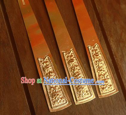 China Ancient Song Dynasty Empress Hairpin Traditional Palace Hair Jewelry Handmade Court Golden Hair Stick