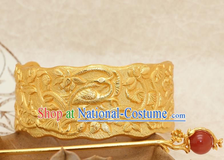 China Traditional Ming Dynasty Prince Golden Hairdo Crown Ancient Noble Childe Hairpin Hair Accessories