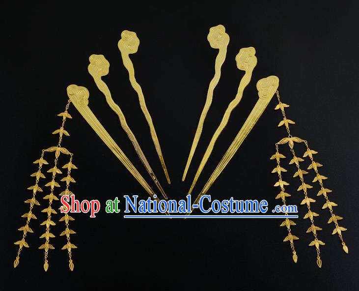 China Traditional Tang Dynasty Hair Sticks Handmade Palace Hair Jewelry Ancient Empress Hairpins Complete Set