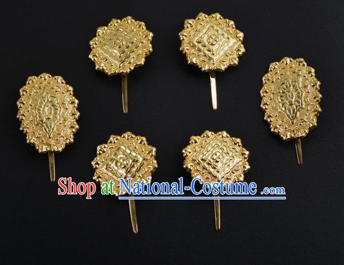 China Handmade Palace Hair Jewelry Ancient Empress Hairpins Traditional Tang Dynasty Hair Sticks Complete Set