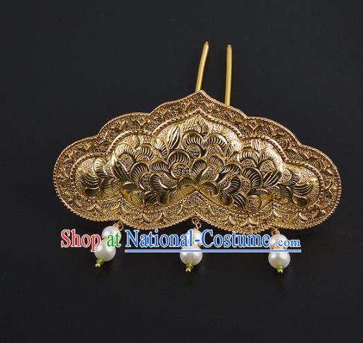 China Ancient Empress Hairpin Traditional Tang Dynasty Tassel Hair Stick Handmade Palace Hair Jewelry