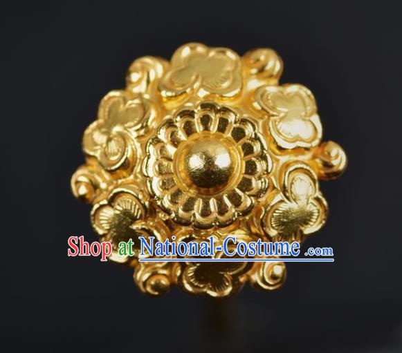 China Handmade Hair Jewelry Traditional Tang Dynasty Golden Chrysanthemum Hair Stick Ancient Princess Hairpin