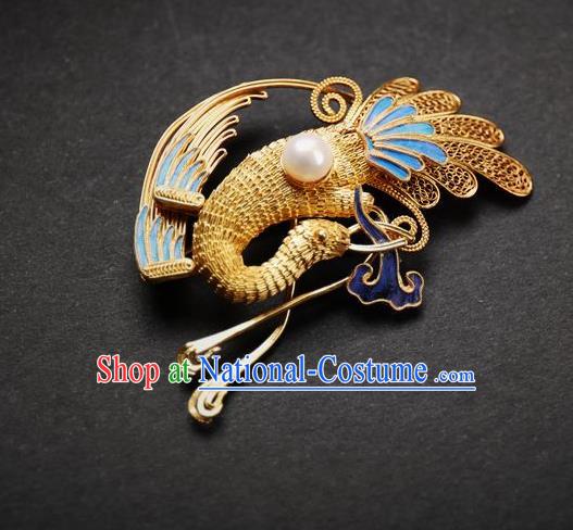 Handmade Chinese Ancient Empress Cloisonne Phoenix Brooch Jewelry Traditional Qing Dynasty Court Breastpin Accessories