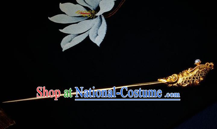 Traditional China Handmade Hair Ornament Ancient Empress Golden Phoenix Hairpin Tang Dynasty Palace Hair Stick