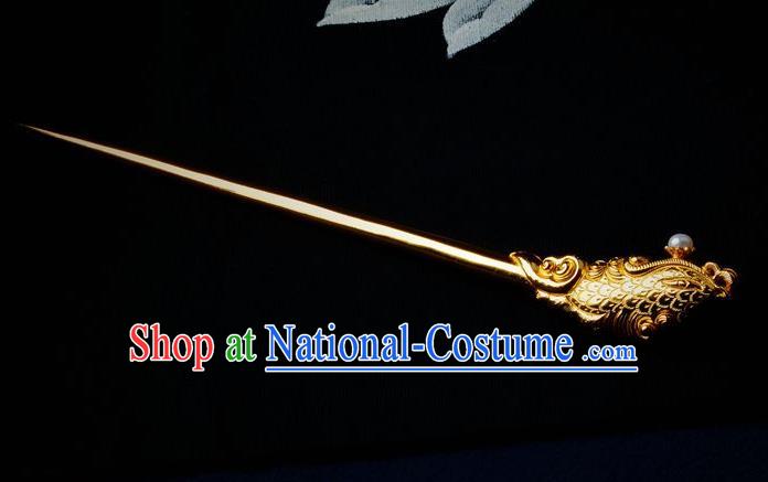 Traditional China Handmade Hair Ornament Ancient Empress Golden Phoenix Hairpin Tang Dynasty Palace Hair Stick