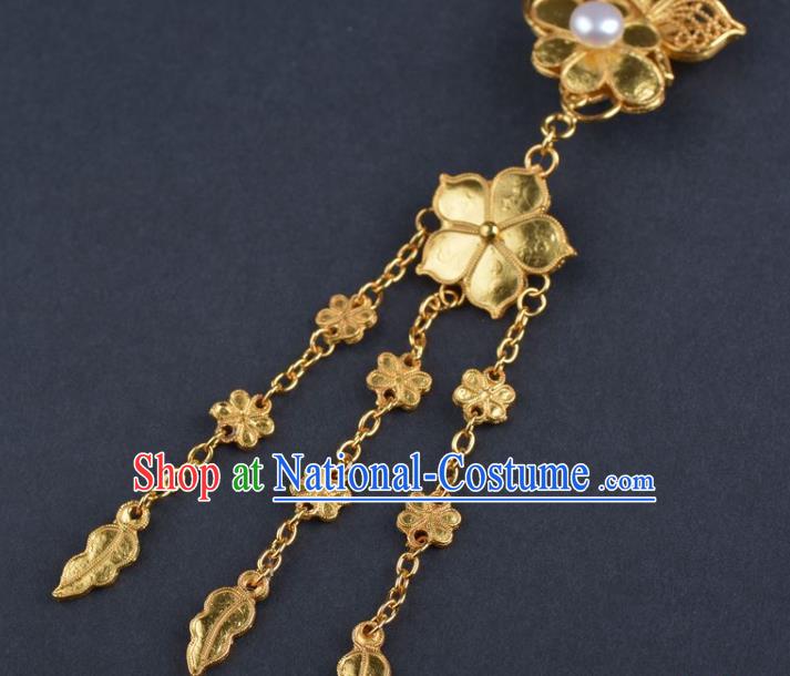 China Ancient Wedding Golden Tassel Hairpin Handmade Hair Jewelry Traditional Hanfu Hair Stick