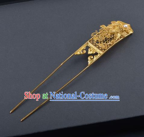 Traditional China Ancient Empress Filigree Phoenix Hairpin Qing Dynasty Hair Stick Handmade Palace Hair Ornament