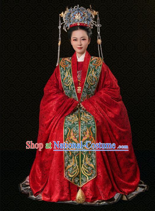 China Traditional Wedding Red Hanfu Dress Ancient Empress Costumes Ming Dynasty Royal Queen Historical Clothing