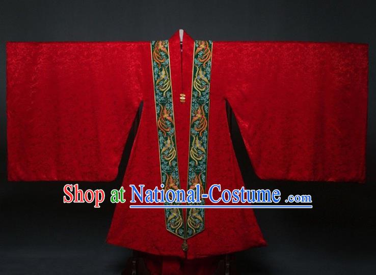 China Traditional Wedding Red Hanfu Dress Ancient Empress Costumes Ming Dynasty Royal Queen Historical Clothing