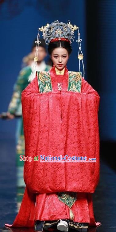 China Traditional Wedding Red Hanfu Dress Ancient Empress Costumes Ming Dynasty Royal Queen Historical Clothing