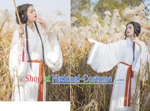 China Traditional White Hanfu Dress Jin Dynasty Royal Princess Historical Clothing Ancient Palace Lady Costumes