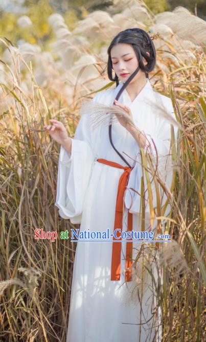 China Traditional White Hanfu Dress Jin Dynasty Royal Princess Historical Clothing Ancient Palace Lady Costumes