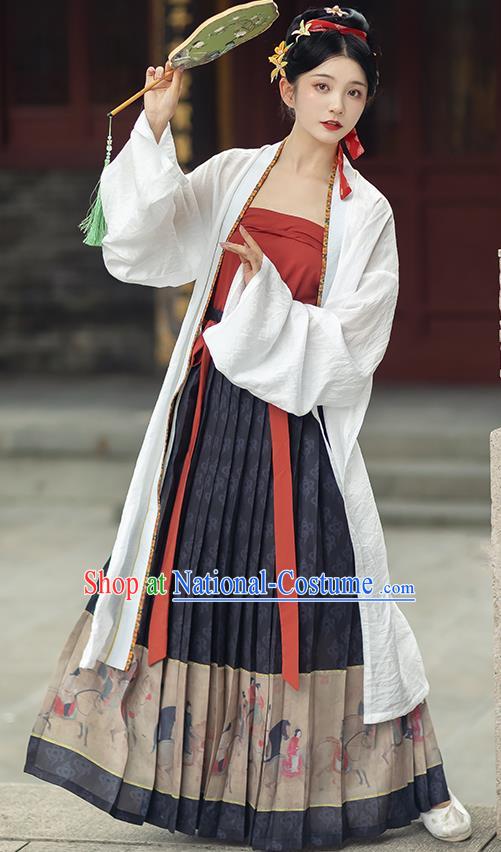 China Traditional Song Dynasty Noble Woman Historical Clothing Ancient Young Mistress Hanfu Dress Costumes