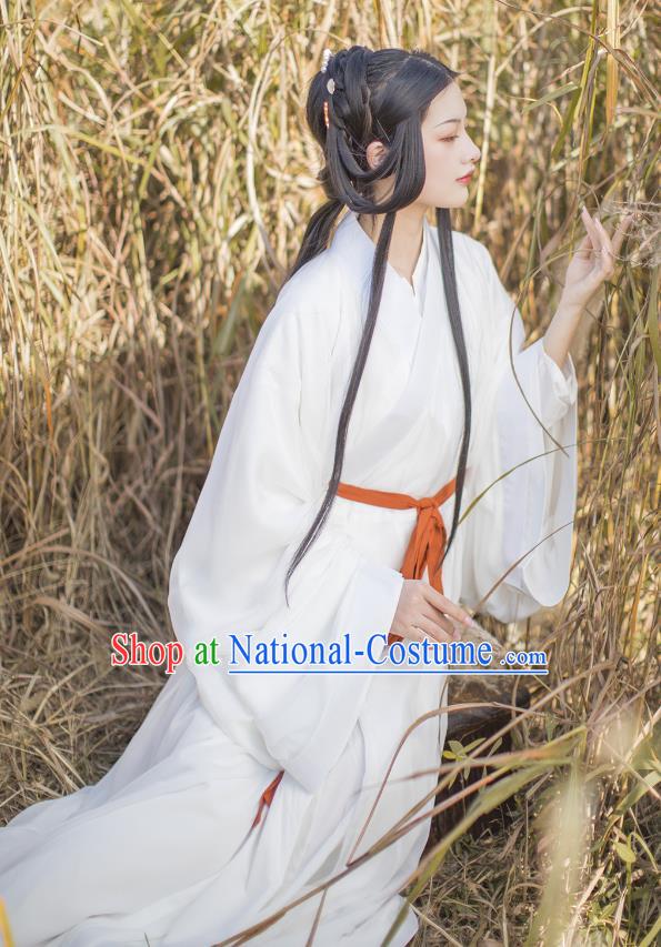 China Traditional White Hanfu Dress Jin Dynasty Royal Princess Historical Clothing Ancient Palace Lady Costumes