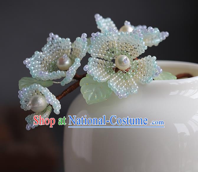 Chinese Ancient Princess Beads Pear Blossom Hair Stick Traditional Hanfu Hairpin Hair Accessories