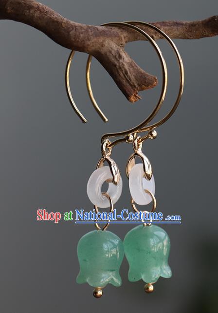 Handmade Chinese Traditional Wedding Ear Accessories Ancient Bride Aventurine Convallaria Earrings Jewelry