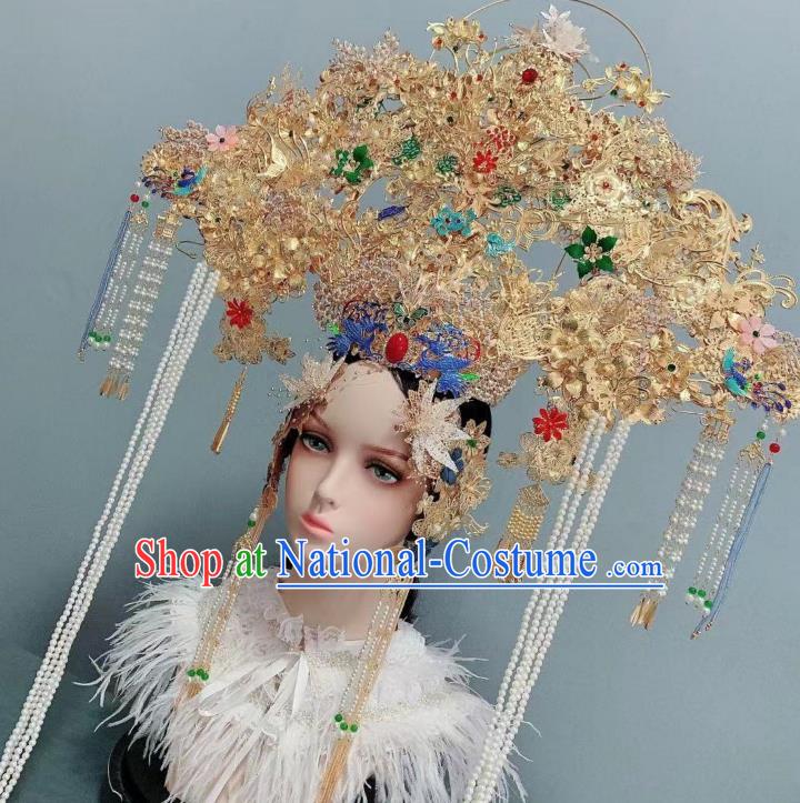 Top Grade Stage Show Phoenix Coronet Wedding Hair Ornament Handmade Court Queen Deluxe Hair Crown