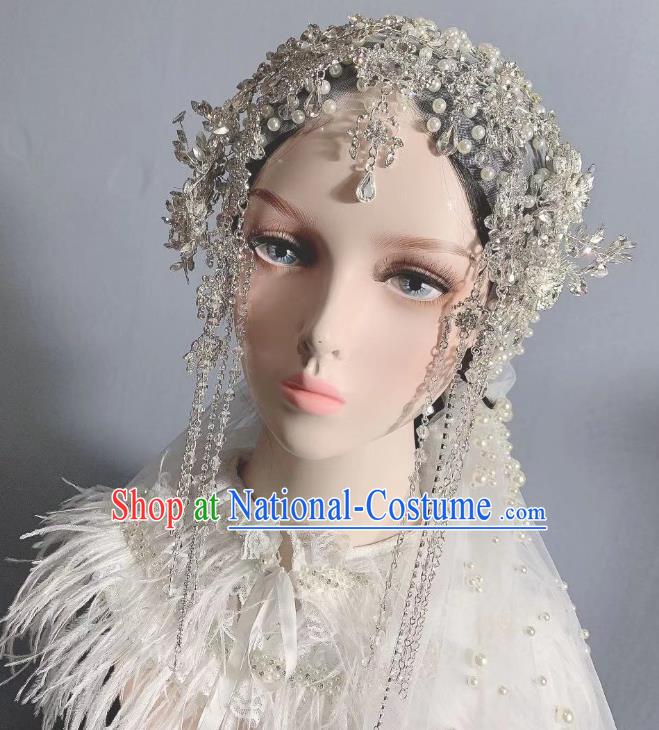 Top Grade Stage Show Baroque Bride Crystal Headdress Wedding Hair Ornament Handmade Court Queen Deluxe Hair Accessories