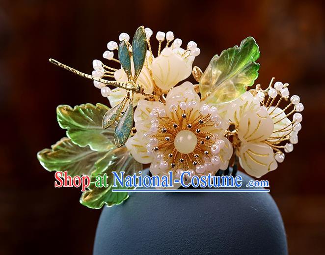 Chinese Traditional Hanfu Dragonfly Flower Hair Comb Wedding Hair Accessories Ancient Bride Hairpin