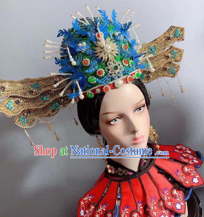 China Ming Dynasty Empress Tassel Phoenix Coronet Traditional Ancient Drama Hair Accessories Full Set