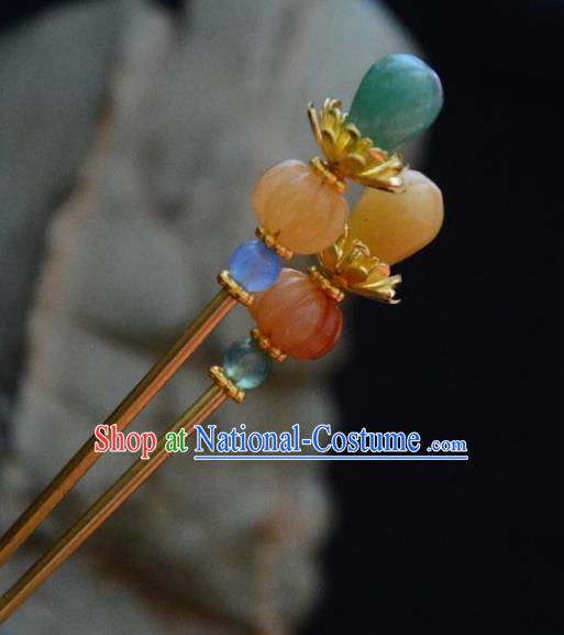 Chinese Ancient Qing Dynasty Jade Hair Stick Traditional Hanfu Hairpin Hair Accessories