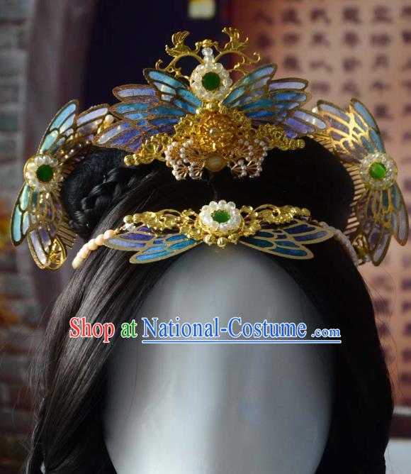 Traditional China Ancient Princess Hair Comb Wedding Hair Ornament Handmade Hairpins Full Set