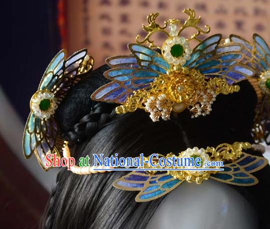 Traditional China Ancient Princess Hair Comb Wedding Hair Ornament Handmade Hairpins Full Set