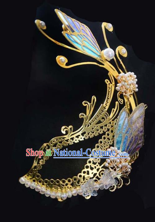 China Traditional Drama Princess Accessories Ancient Female Swordsman Purple Butterfly Face Mask