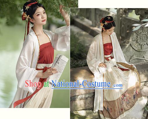 China Traditional Hanfu Dress Song Dynasty Historical Clothing Ancient Young Mistress Costumes