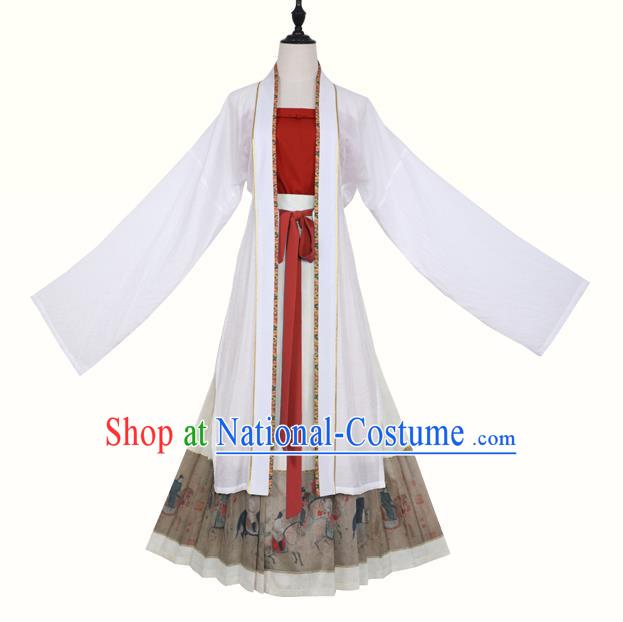 China Traditional Hanfu Dress Song Dynasty Historical Clothing Ancient Young Mistress Costumes