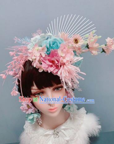 Top Stage Show Headwear Chaplet Handmade Royal Crown Wedding Princess Hair Accessories