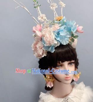 Top Flowers Chaplet Wedding Princess Hair Accessories Handmade Royal Crown Stage Show Headwear