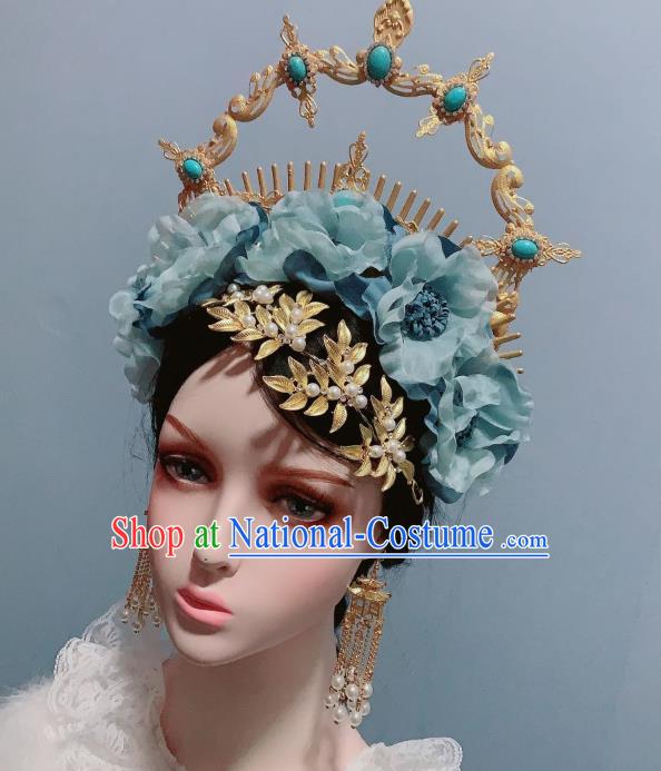 Handmade Baroque Wedding Hair Accessories Cosplay Goddess Headwear Europe Queen Golden Aureole Royal Crown