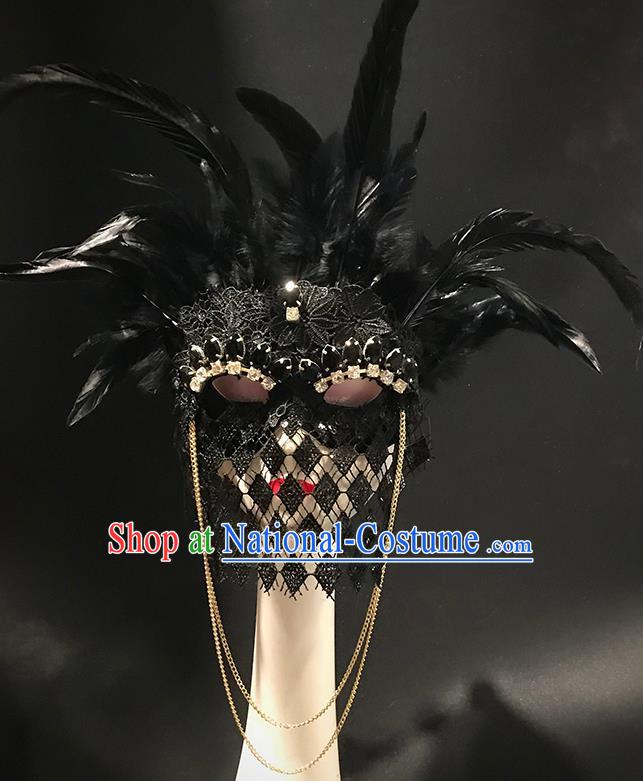 Top Stage Performance Black Lace Face Accessories Fancy Ball Decorations Blinder Halloween Cosplay Feather Mask