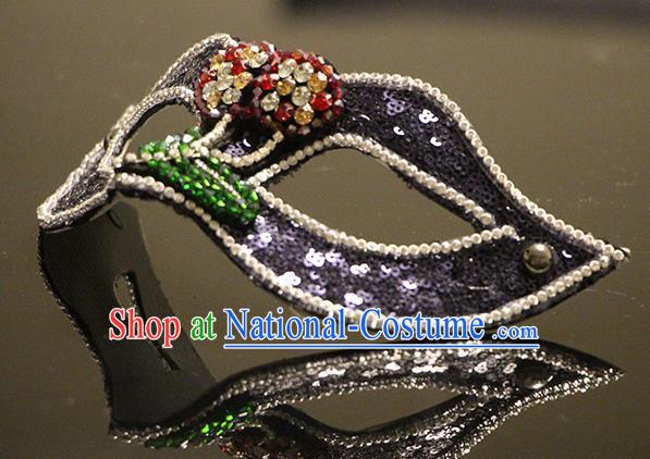 Top Stage Performance Colorful Crystal Face Accessories Fancy Ball Decorations Blinder Halloween Cosplay Purple Sequins Mask