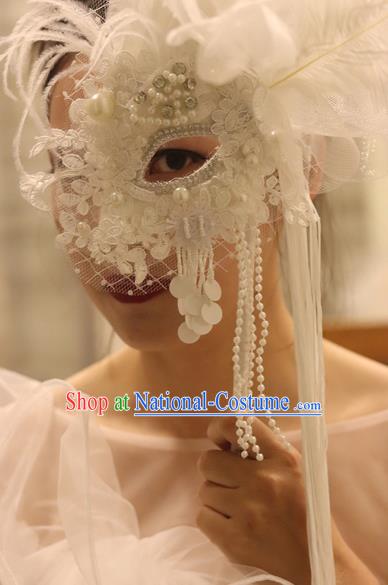 Top Stage Performance White Feather Face Accessories Fancy Ball Decorations Lace Blinder Halloween Cosplay Princess Mask