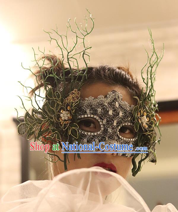 Top Green Branch Blinder Halloween Cosplay Princess Mask Stage Performance Face Accessories Fancy Ball Decorations