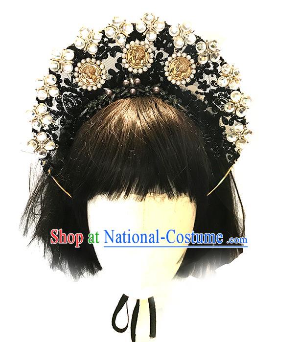 Handmade Gothic Queen Royal Crown Stage Show Headdress Halloween Cosplay Hair Accessories